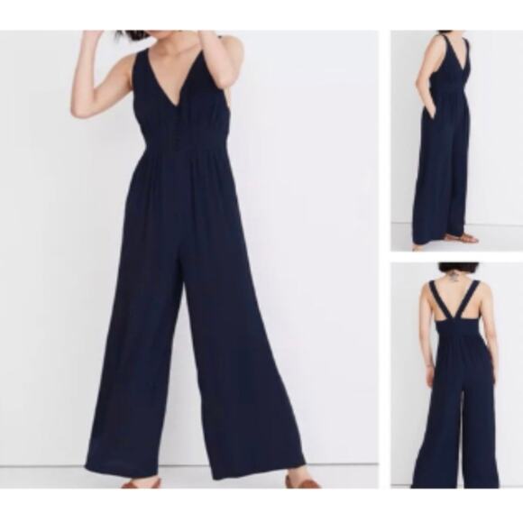 Madewell Navy Blue Wide leg Jumpsuit with Pockets - Picture 1 of 7